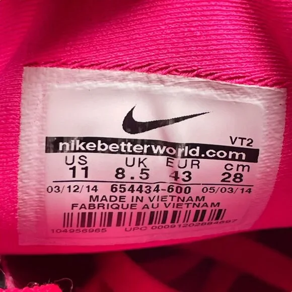 Nike Womens 11 Lunarlon Running Shoes Hot Pink Breathable Mesh Athletic Sneakers - Picture 4 of 16